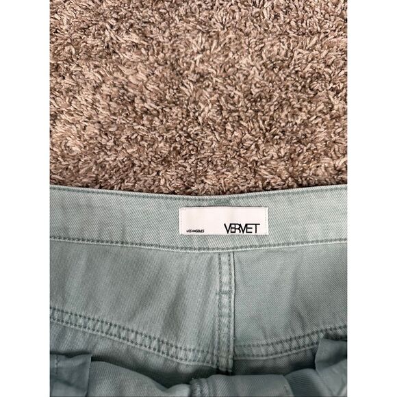 Vervet 90's Vintage Loose Fit Crop Flare Distressed Teal Green Wash Jean Size 30 - Picture 4 of 13